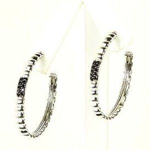 JOHN HARDY Bedeg Lava Sterling Silver Black Sapphire Hoop Earrings